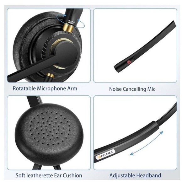 🔥HP🔥Arama A800 Noise Cancelling & Audio Controls Call Center USB Wired Headset - Picture 6 of 13